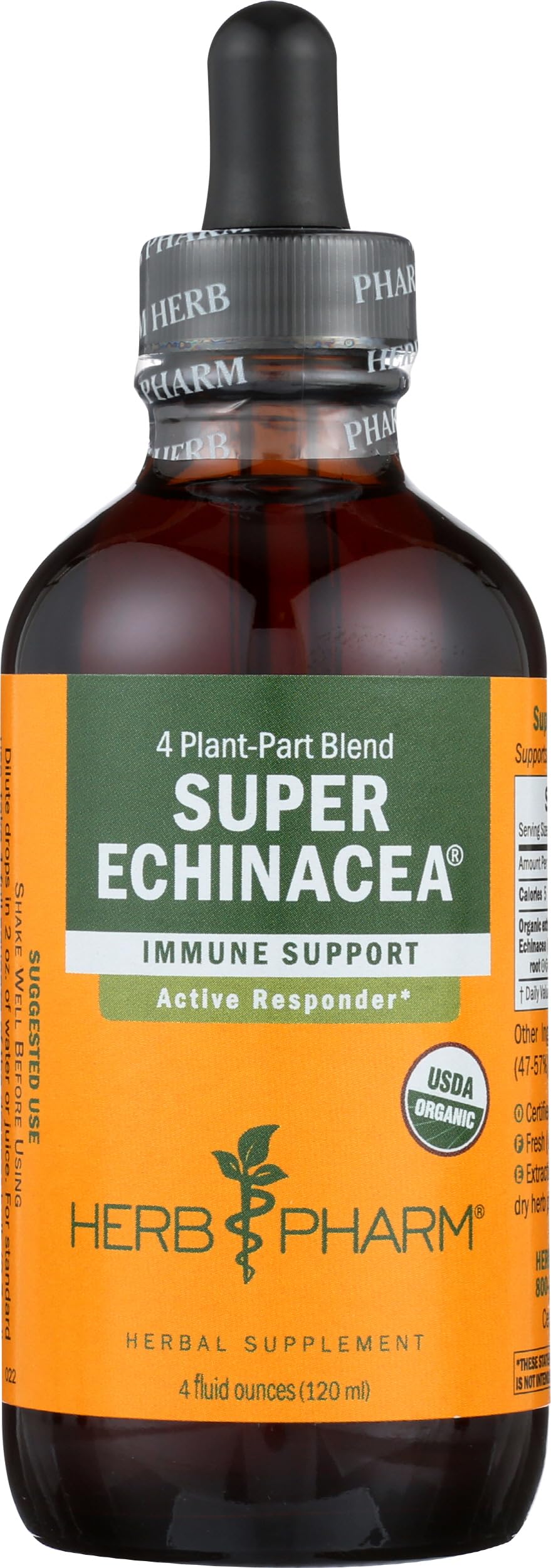 Herb Pharm Super Echinacea bottle side view for travel.