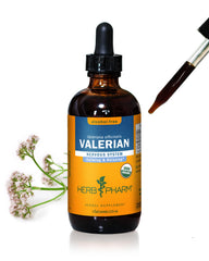 Herb Pharm Valerian Root Liquid Extract bottle with dropper for relaxation support.