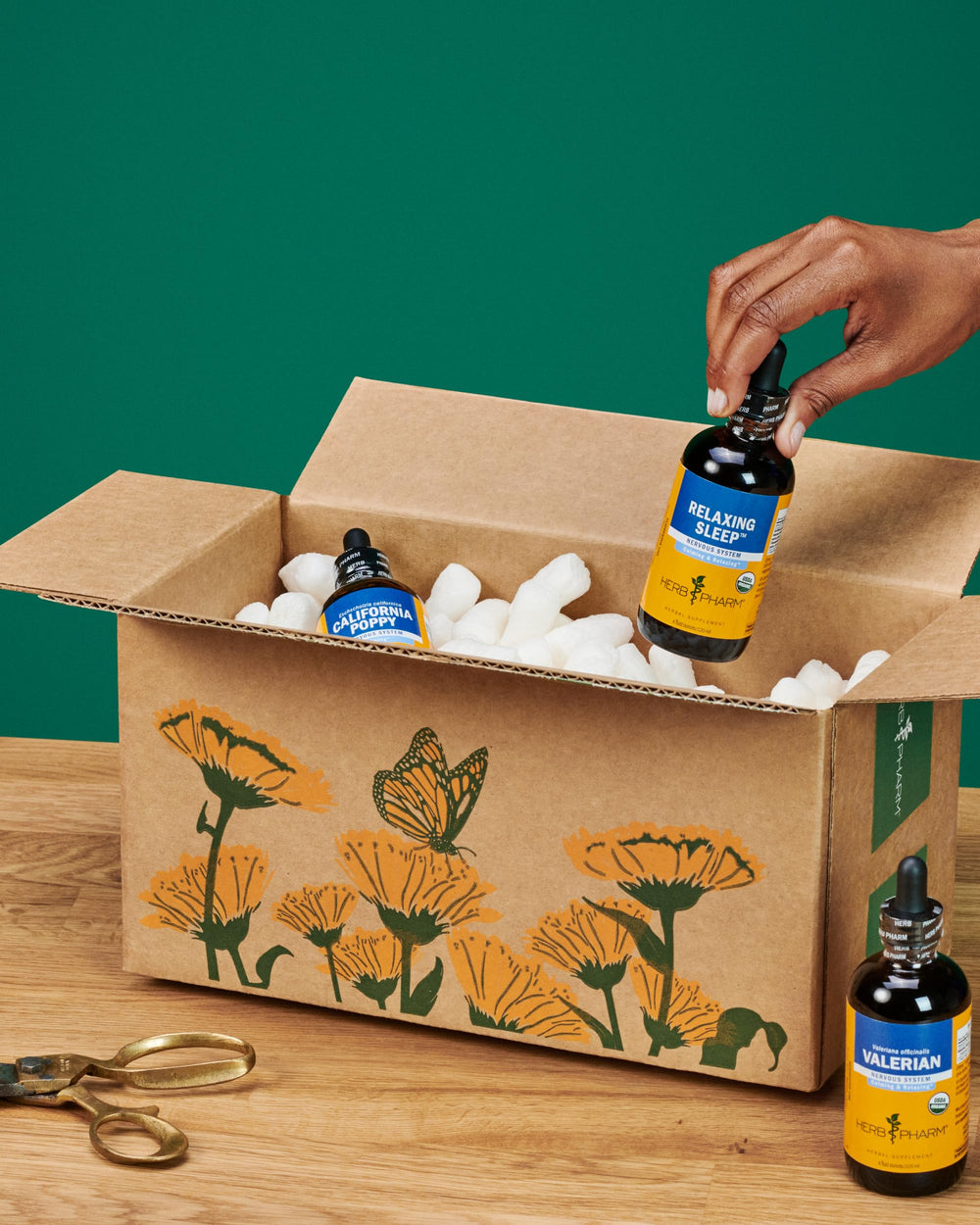 Herb Pharm Valerian Root Liquid Extract fresh rhizome and roots source shown.