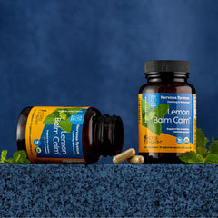 Vegan non-GMO certification seal on packaging emphasizing plant-based relaxation.