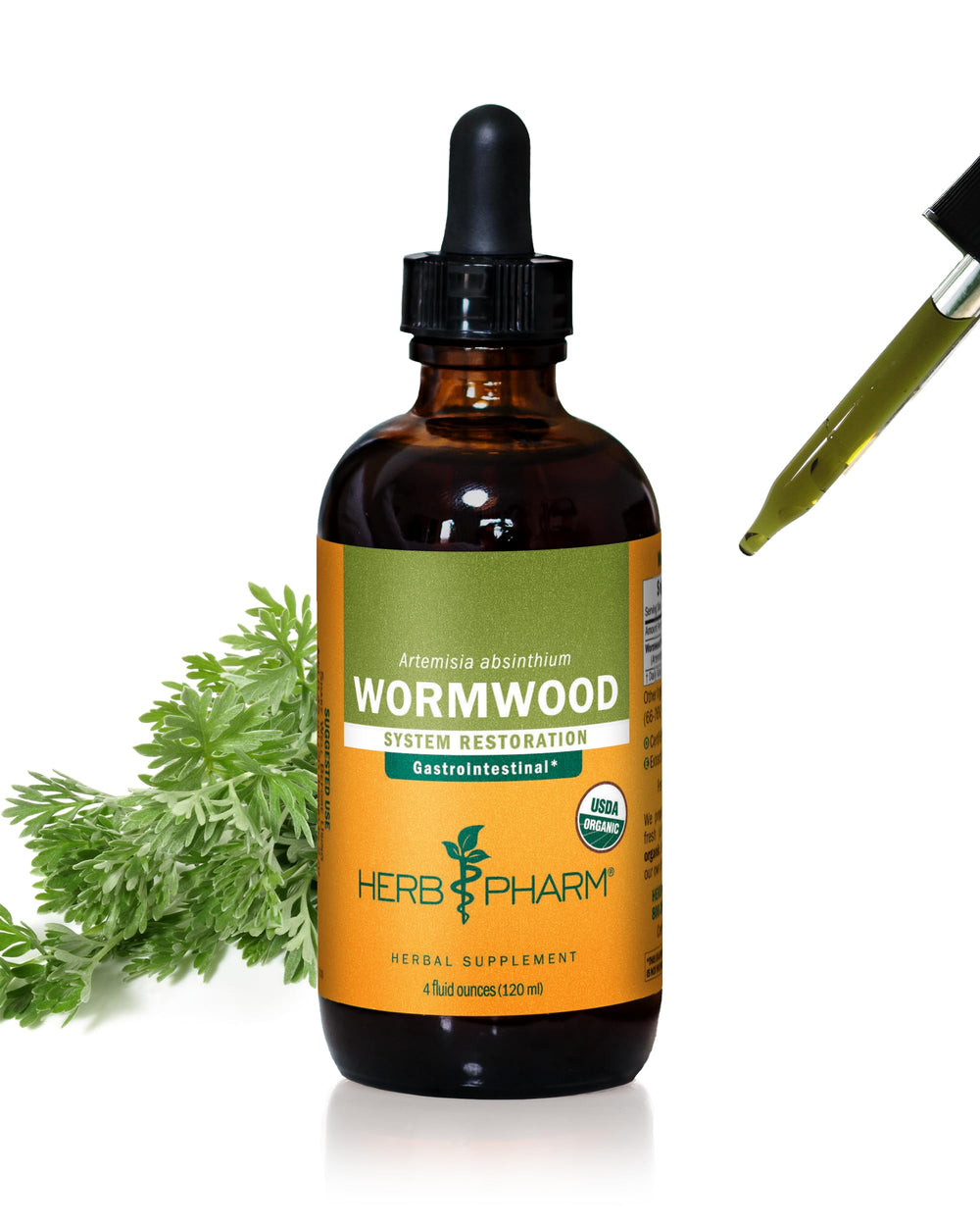 Herb Pharm Wormwood liquid extract bottle front view supports digestive wellness when used as directed.