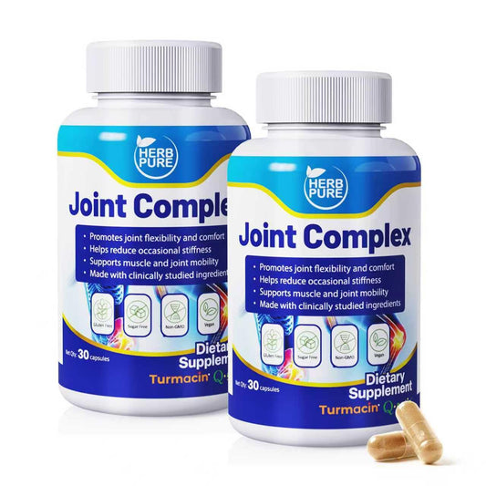 HERB PURE Joint Complex Turmacin turmeric bottle shows smooth daily movement support.