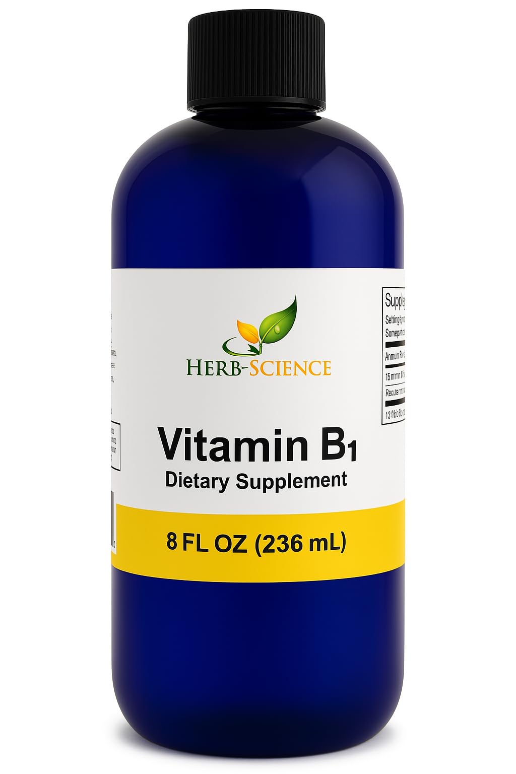 Herb-Science Liquid Vitamin B1 Drops bottle and dropper for daily thiamine support