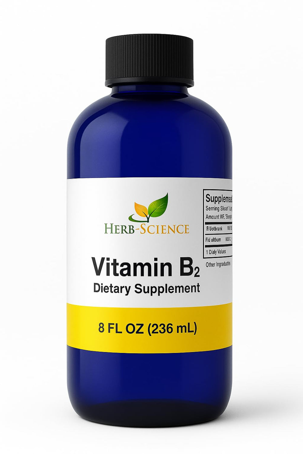 Herb-Science Vitamin B2 Drops bottle pour for natural energy support.