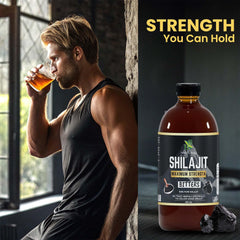 Herb To Body Shilajit Bitter drops into water for easy use.