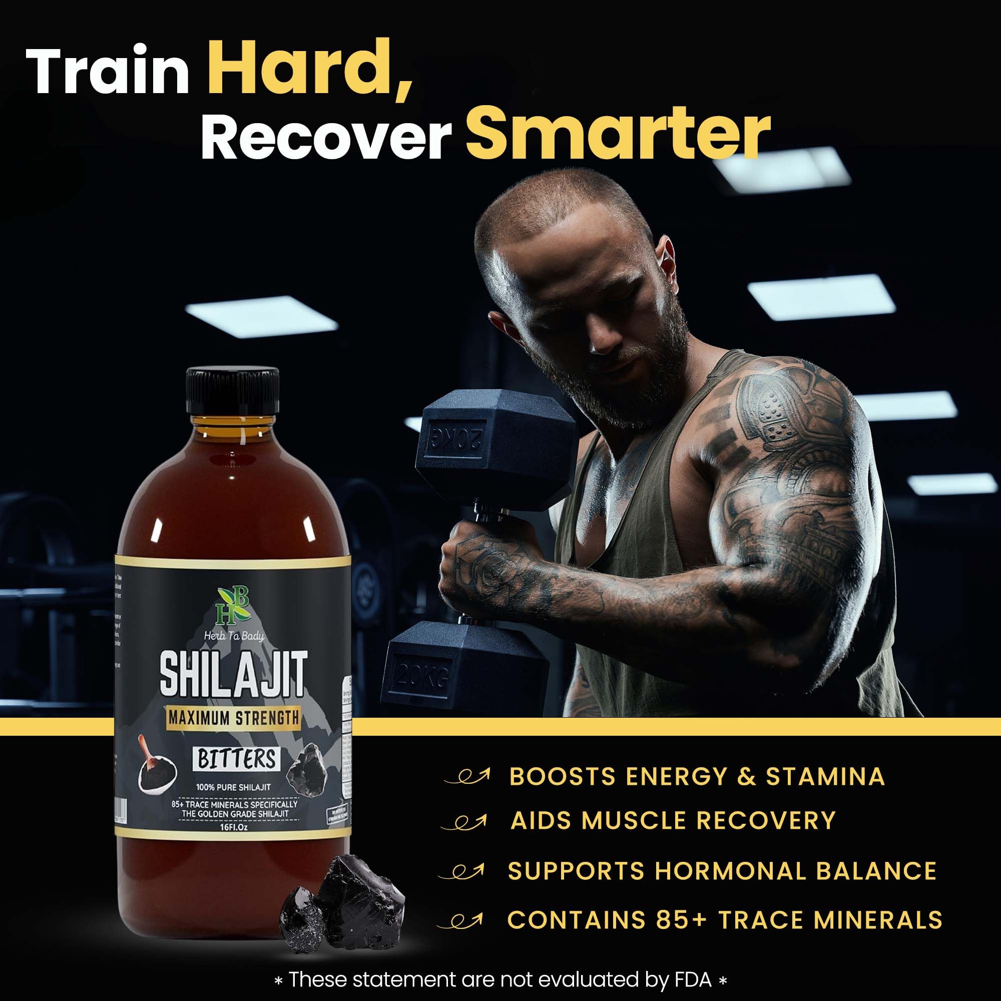 Herb To Body Shilajit Bitter drops in tea for flavor and energy.