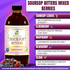 Herb To Body Soursop Bitter Liquid glass serving with berry notes for refreshing hydration