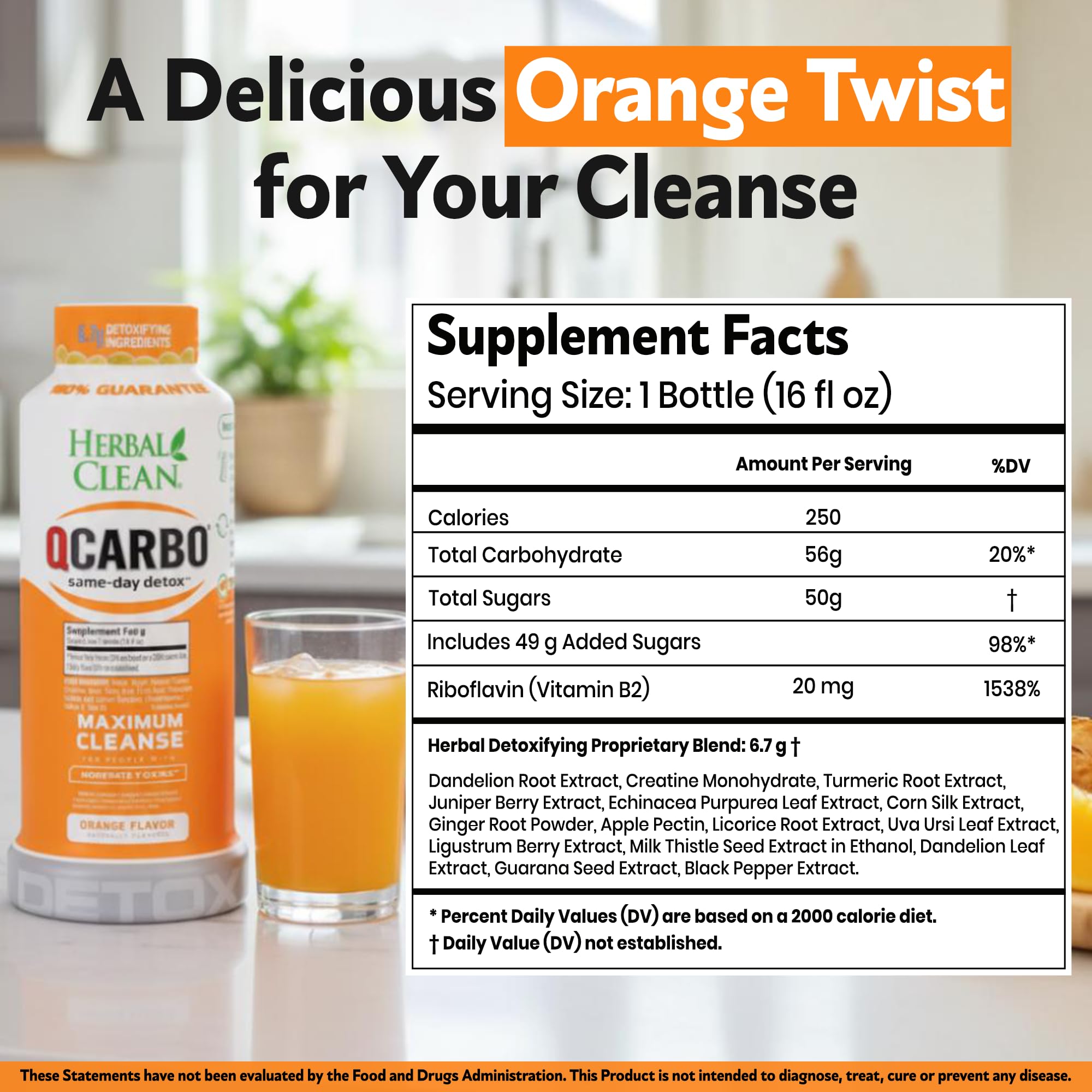 Herbal Clean Qcarbo16 psyllium husk ingredient supports digestion and balance.
