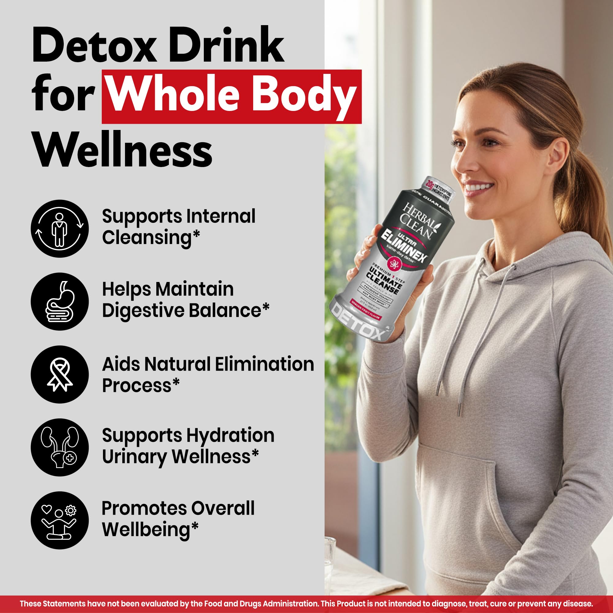 Herbal Clean Same Day Ultra Eliminex back-ingredients section highlights psyllium husk and triphala.