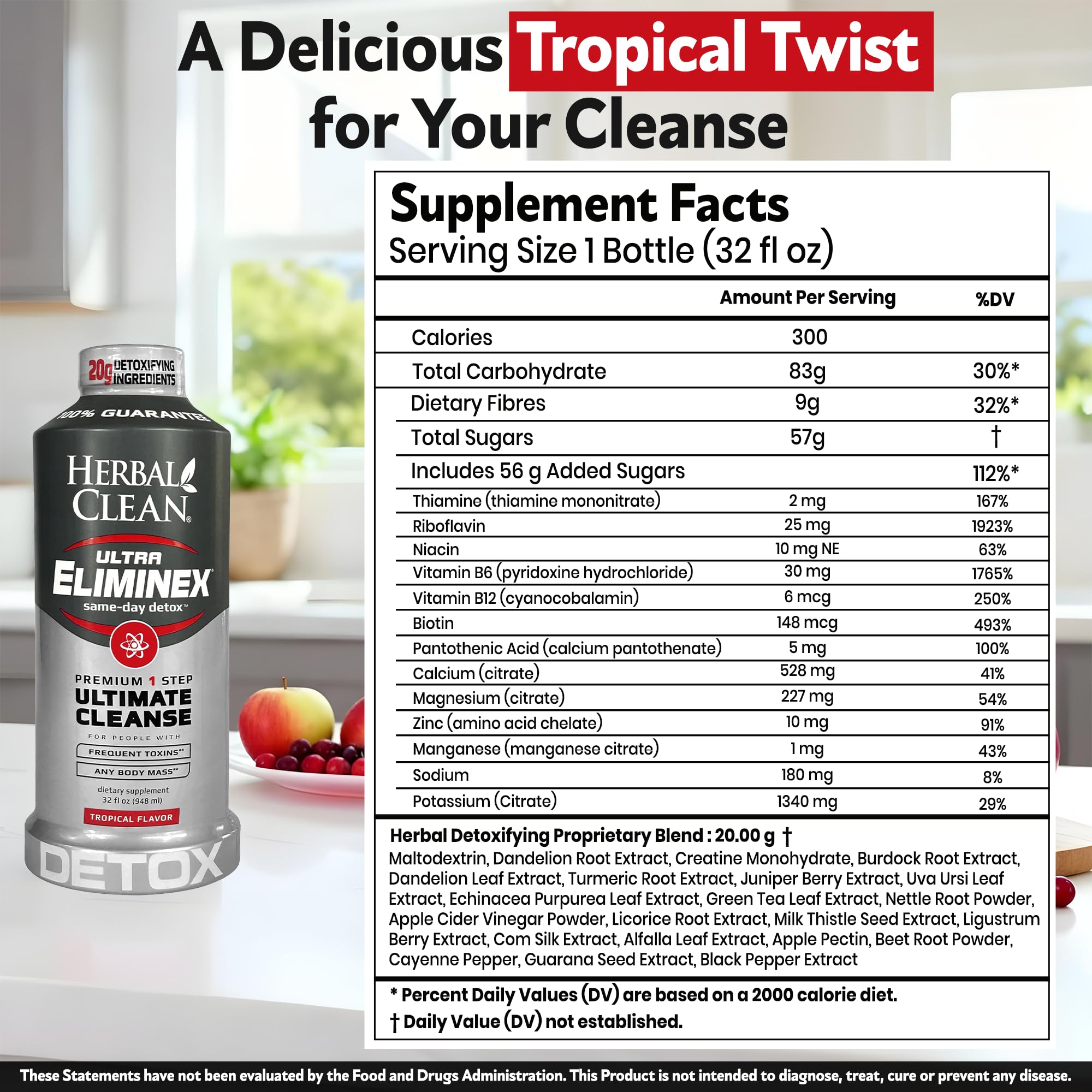 Herbal Clean label closeup highlighting milk thistle for natural detox support
