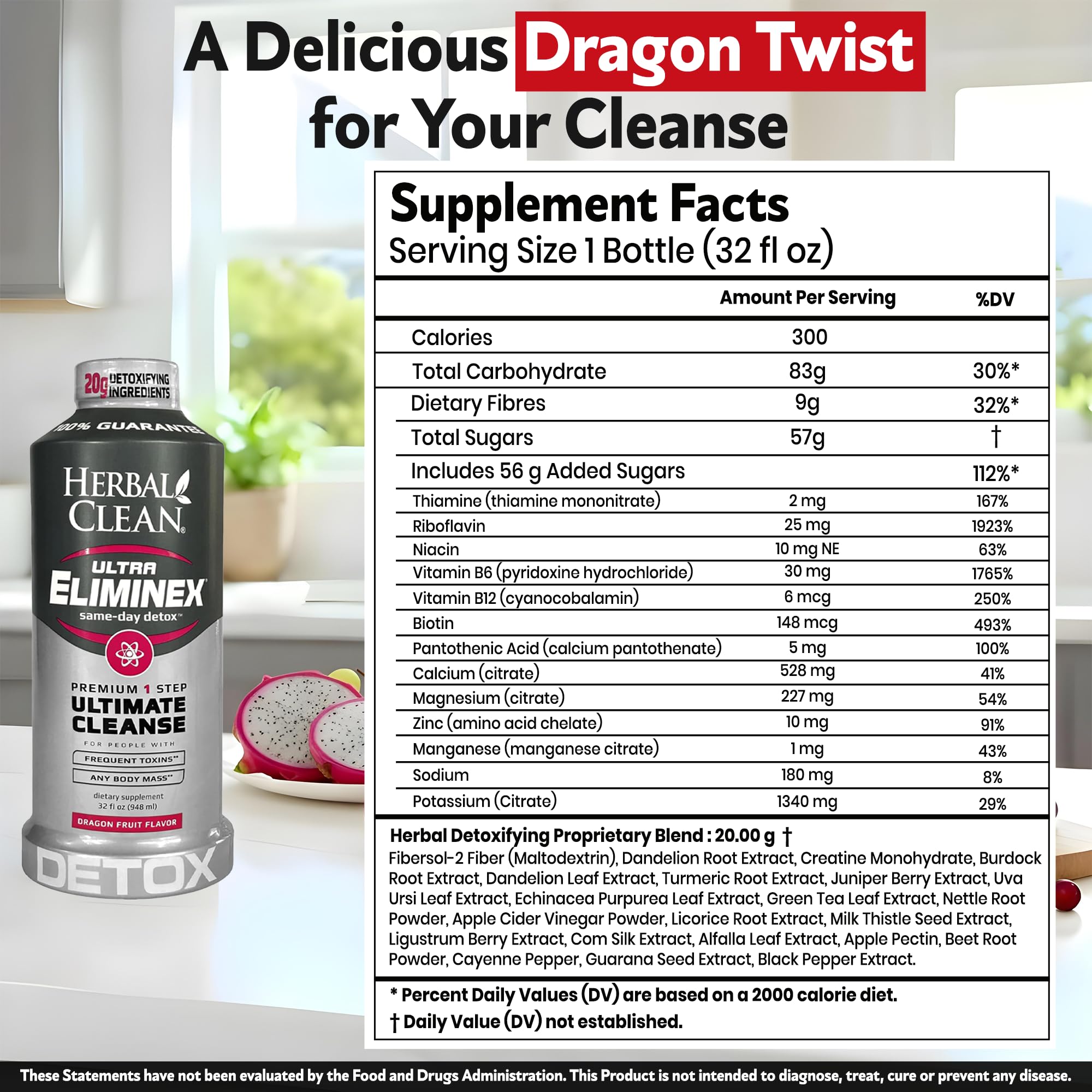 Herbal Clean Same Day Ultra Eliminex label closeup reveals milk thistle in the blend.