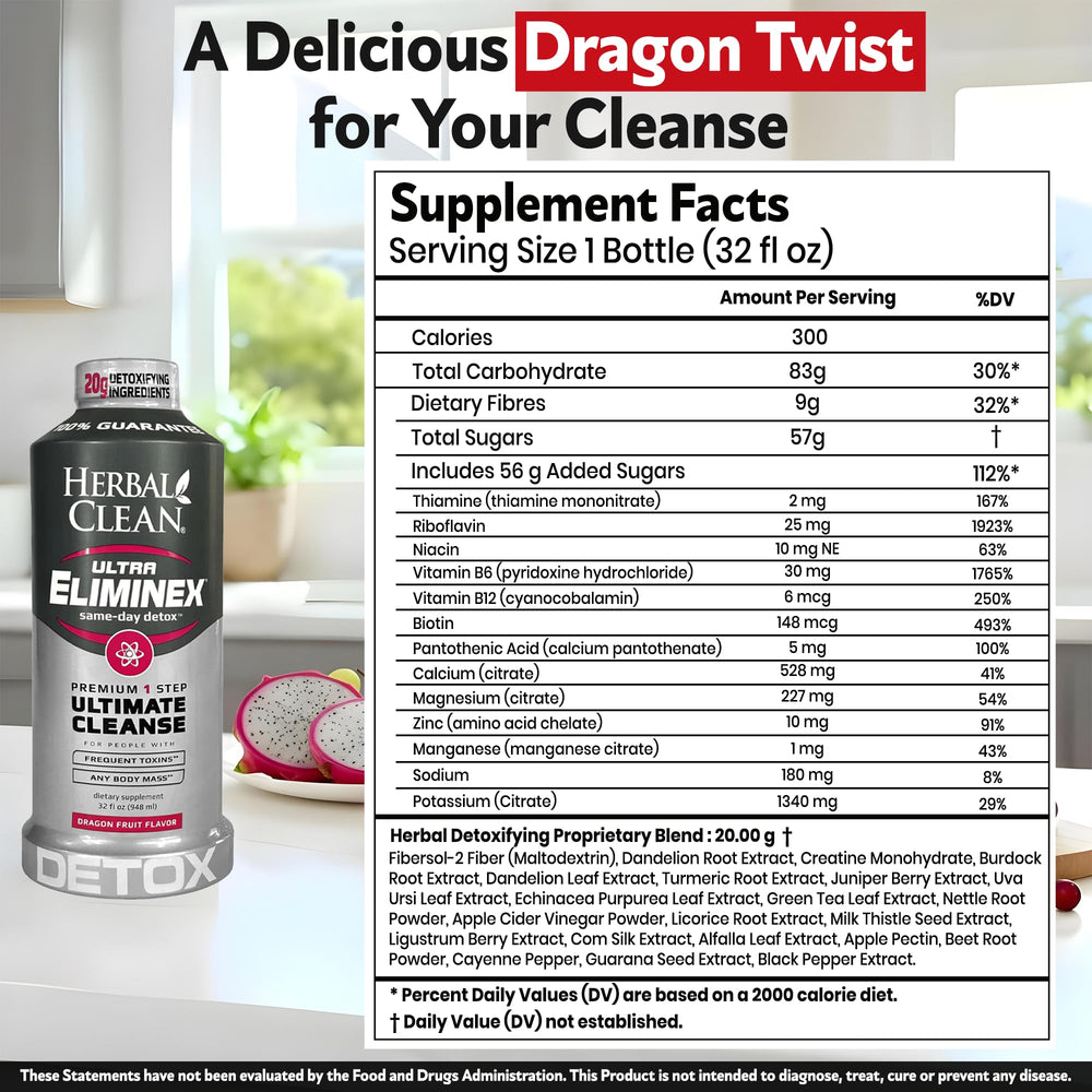 Herbal Clean Same Day Ultra Eliminex label closeup reveals milk thistle in the blend.