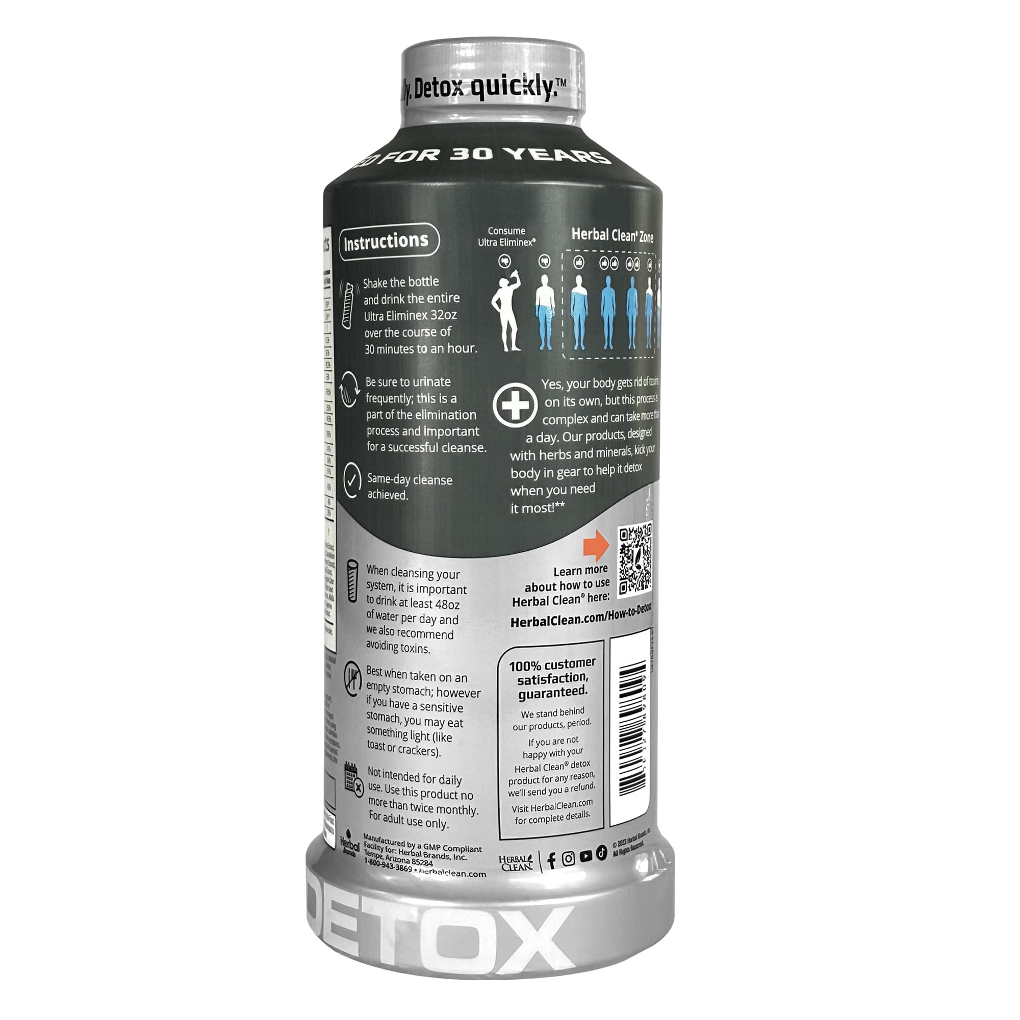 Herbal Clean Eliminex label close-up showing key ingredients