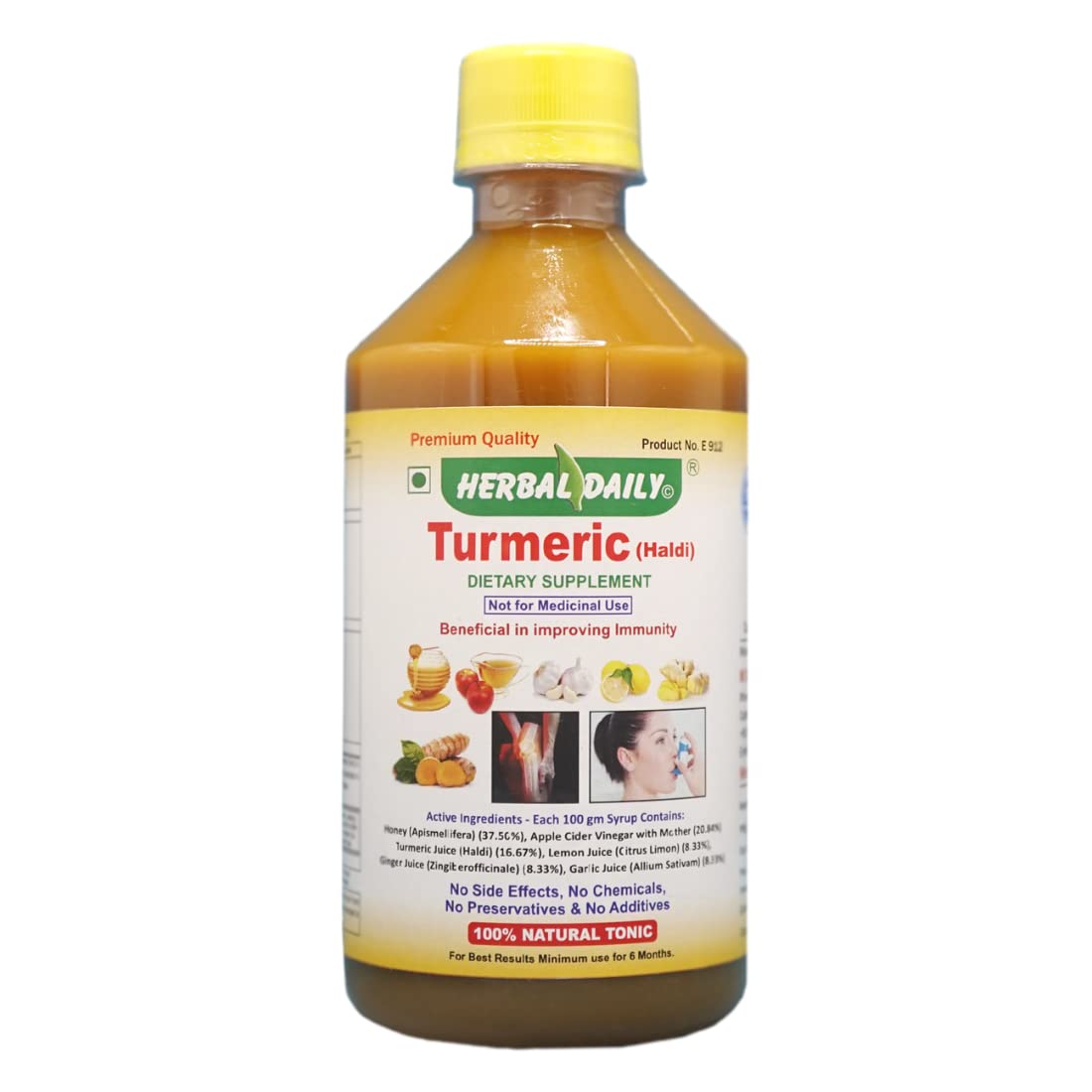 HERBAL DAILY Turmeric supplement bottle for overall wellness.