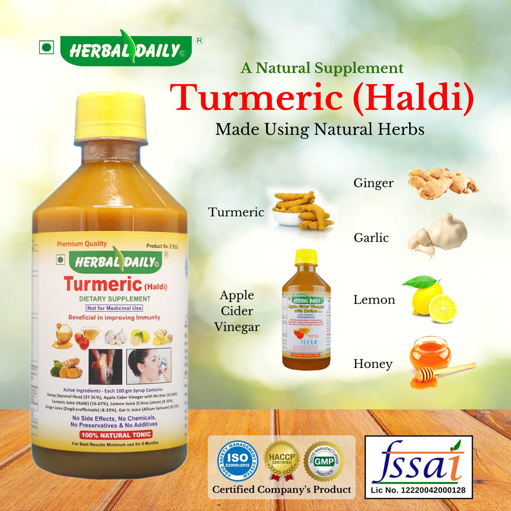 HERBAL DAILY Turmeric supplement capsules illustrating joint support potential.
