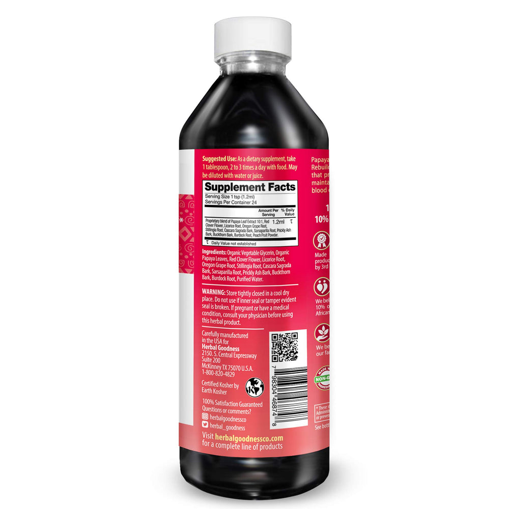Herbal Goodness 12oz bottle ready for daily use.