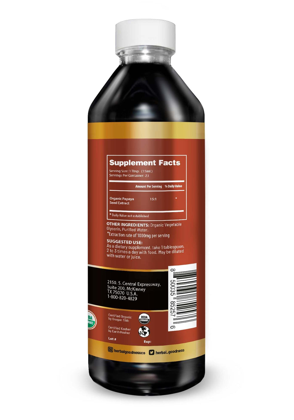 Herbal Goodness Body Detox Liquid ingredients with papaya seed extract and enzymes