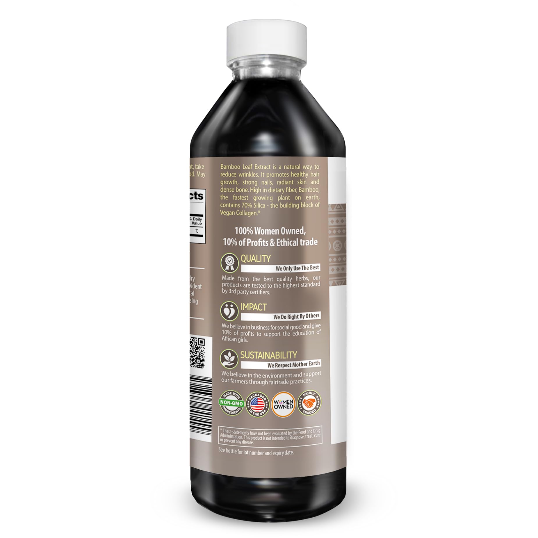 Herbal Goodness bottle on wood counter conveys premium wellness.