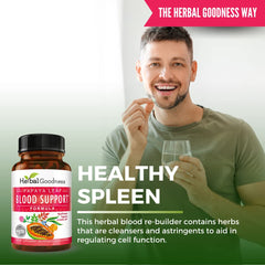 Herbal Goodness bottle on wood surface promoting natural wellness display.