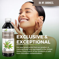 Herbal Goodness measure dropper in water demonstrates simple usage.