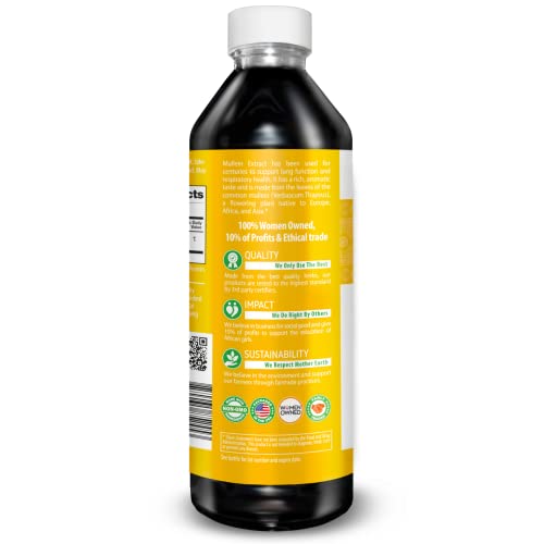 Herbal Goodness Mullein Drops pouring demonstrates quick-absorb liquid for daily use.