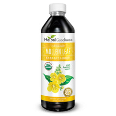 Herbal Goodness Mullein Drops in a tea cup for easy integration into routines.
