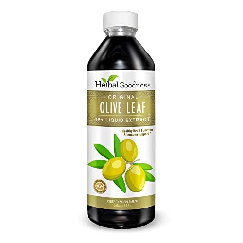 Herbal Goodness Olive Leaf Extract bottle showing its premium liquid supplement for skin and immune support
