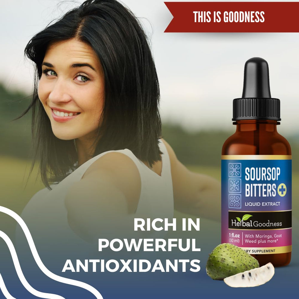 Herbal Goodness Soursop Bitters ingredients highlight moringa hibiscus and ginger
