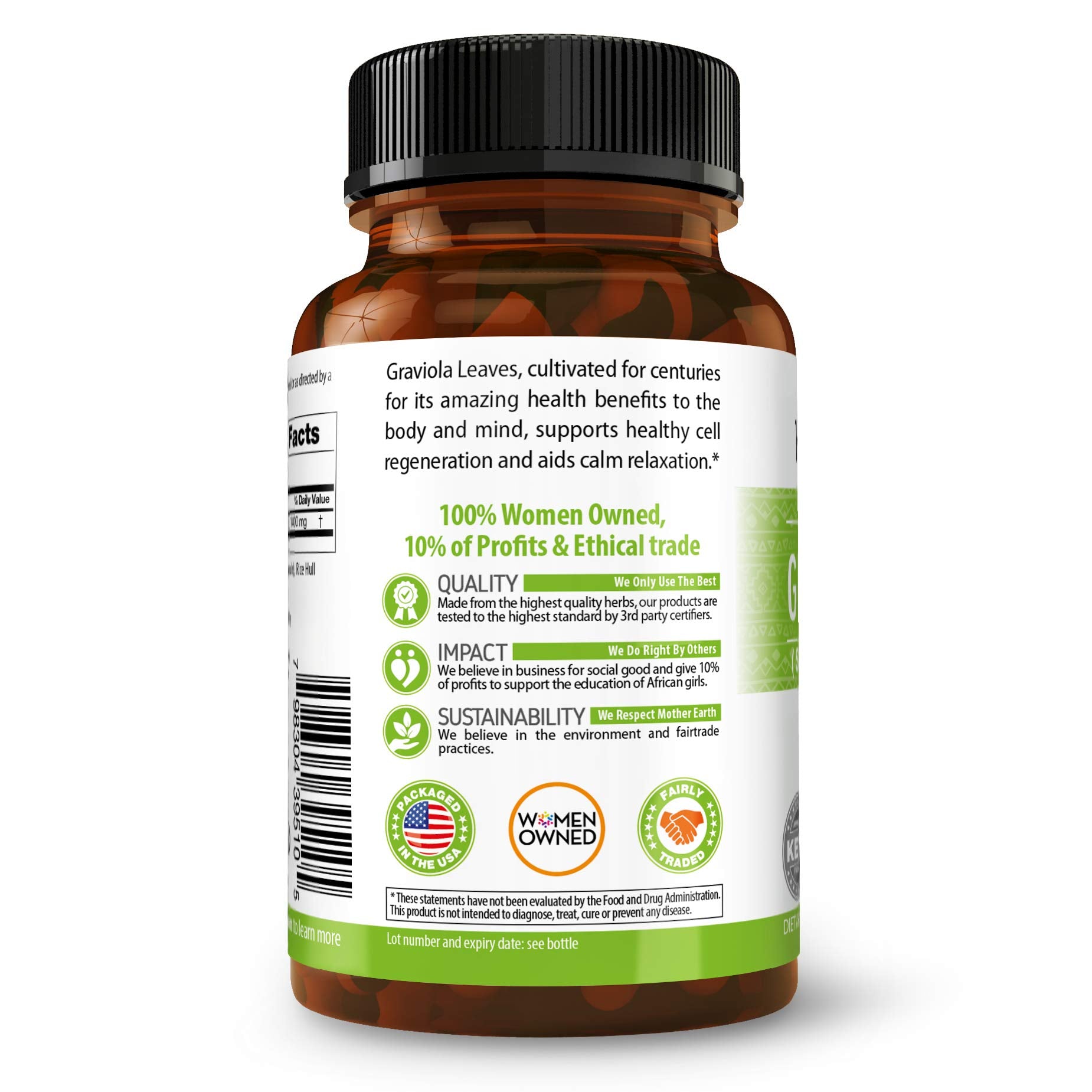 Herbal Goodness Soursop Capsules organic, non-GMO, vegan formula.