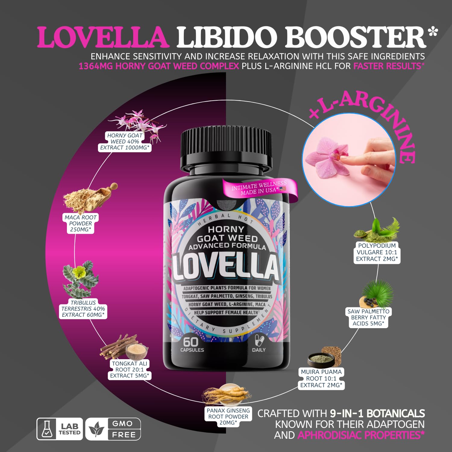 HERBAL HOT Tribulus terrestris capsules for potential fertility and vitality support.