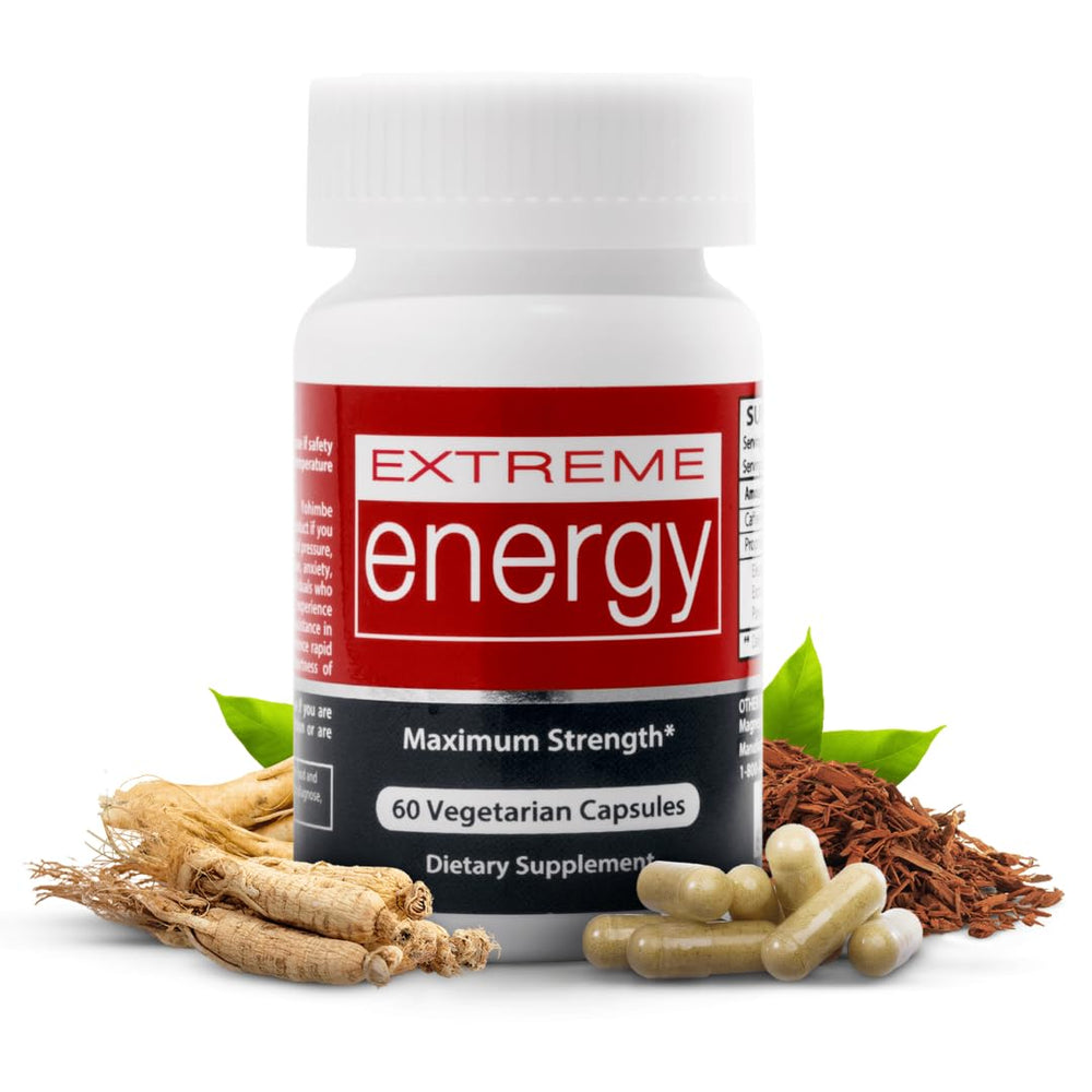 Herbal Nitro Extreme Energy bottle with pour promotes sustained energy.