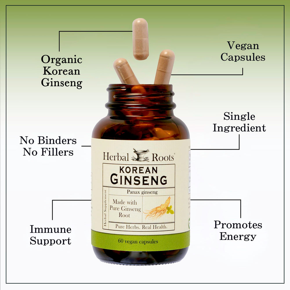 Herbal Roots 60 Vegan Capsules for convenient daily energy support