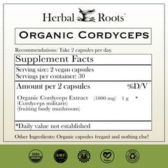 Herbal Roots Cordyceps capsules pour shows ready-to-use daily capsules