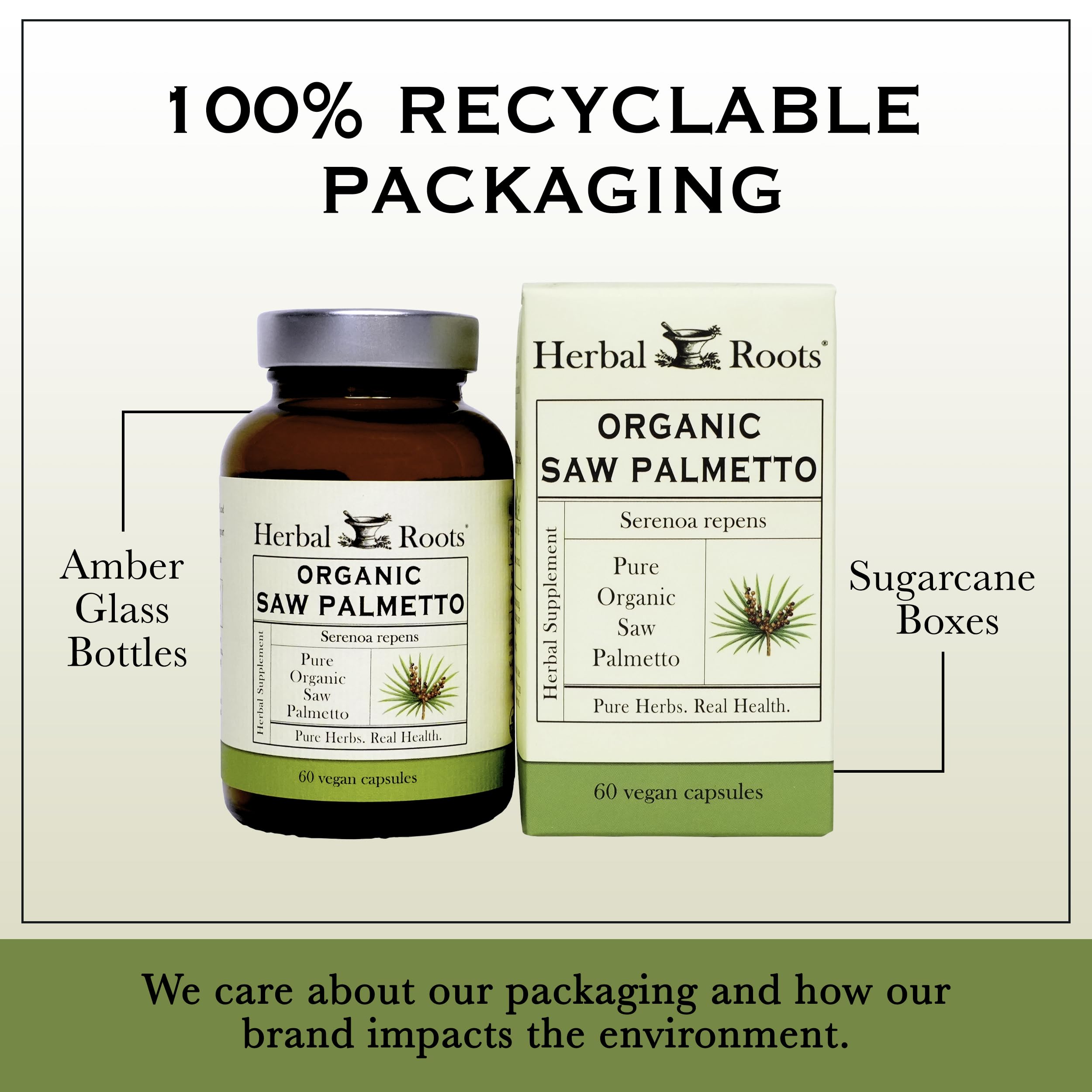 Herbal Roots bottle cap features secure, easy-to-use design.