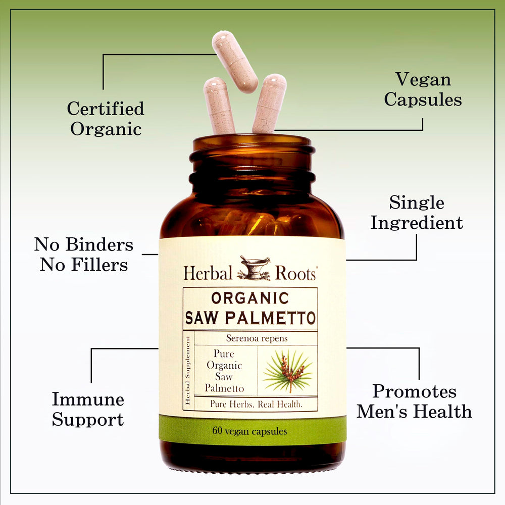 Herbal Roots packaging emphasizes organic, third-party tested quality.