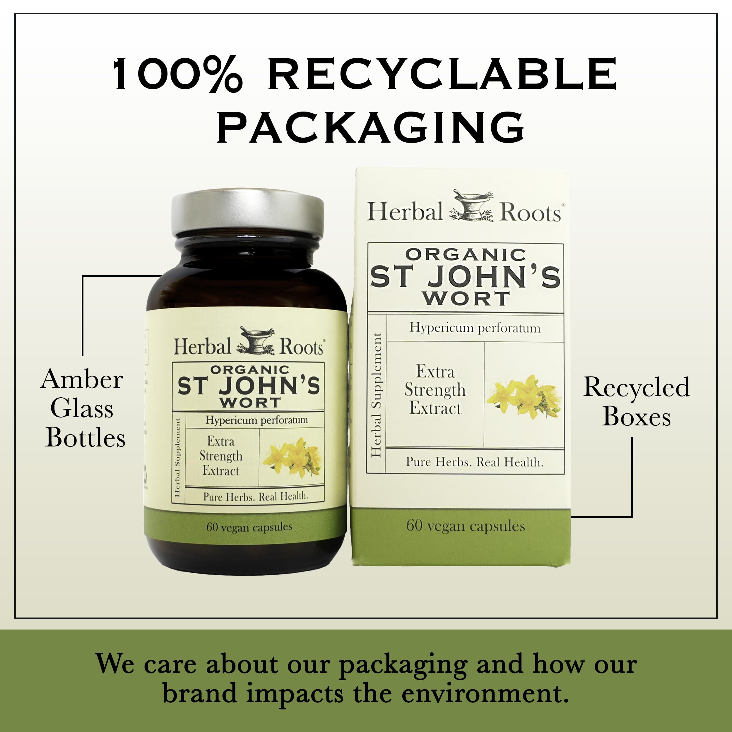 Herbal Roots St Johns Wort capsules 60-count vegan bottle front