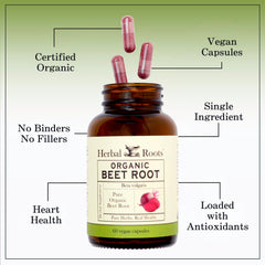 Herbal Roots vegan capsules dosage setup demonstrates convenient daily intake.