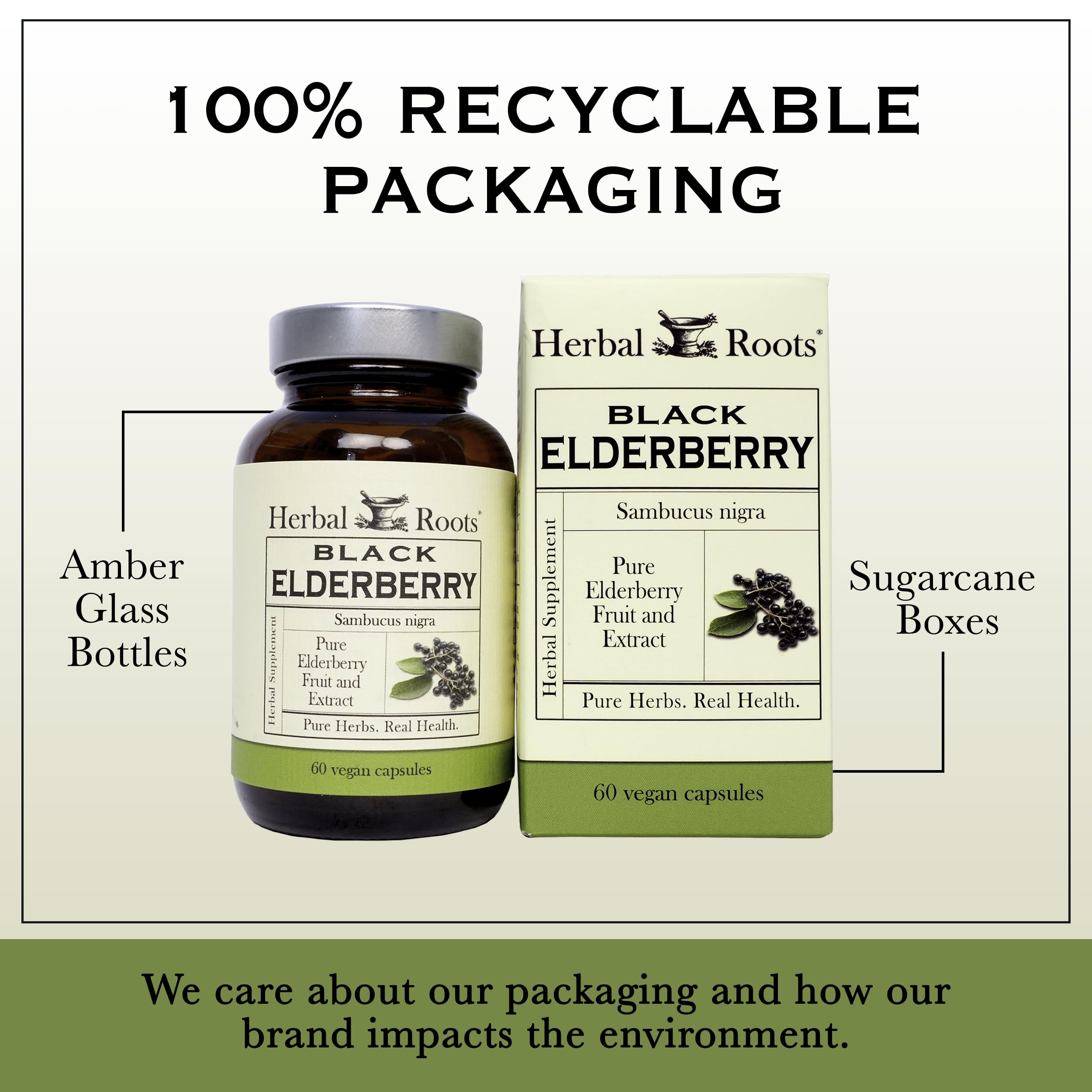 Herbal Roots vegan capsules ingredients display purity and absence of binders.