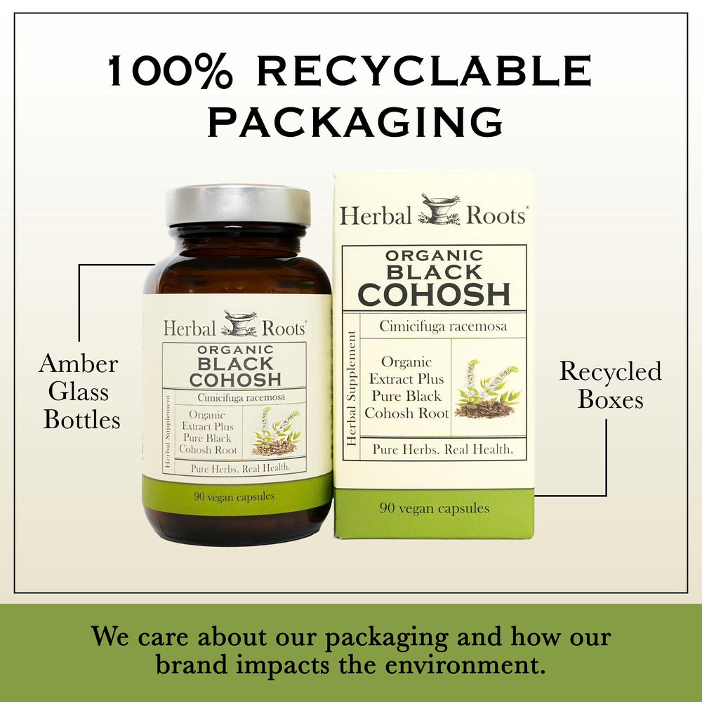 Herbal Roots vegan capsules designed for plant-based menopause support.