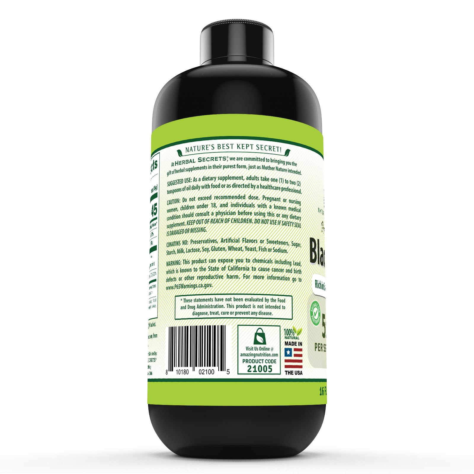 Herbal Secrets Black Seed Oil pour serving ready for convenient daily intake