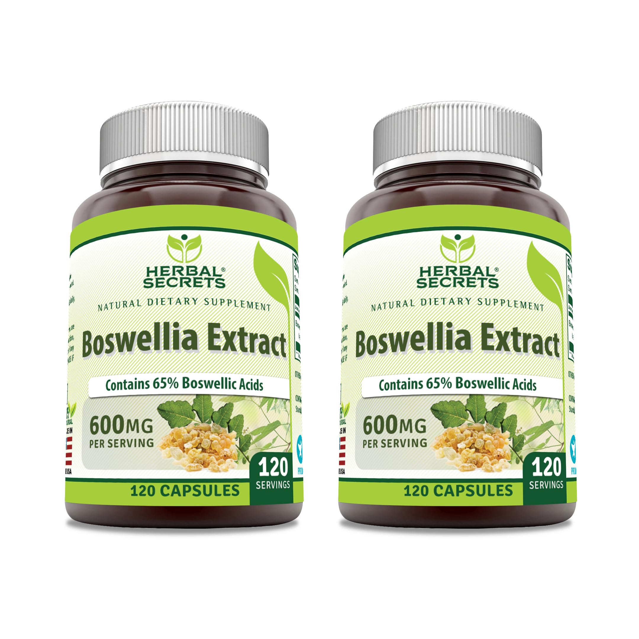 Herbal Secrets Boswellia Serrata extract capsules bottle for non-GMO gluten-free daily use
