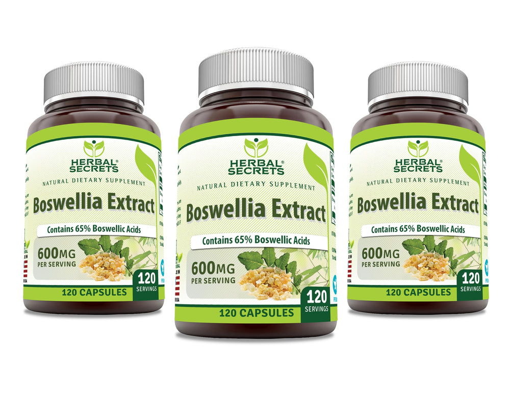 Herbal Secrets Boswellia Serrata extract bottle with 120 capsules for daily wellness