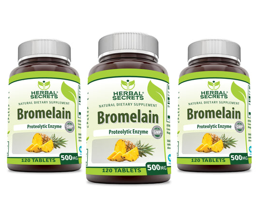 Herbal Secrets Bromelain 500 mg bottle for daily digestive support
