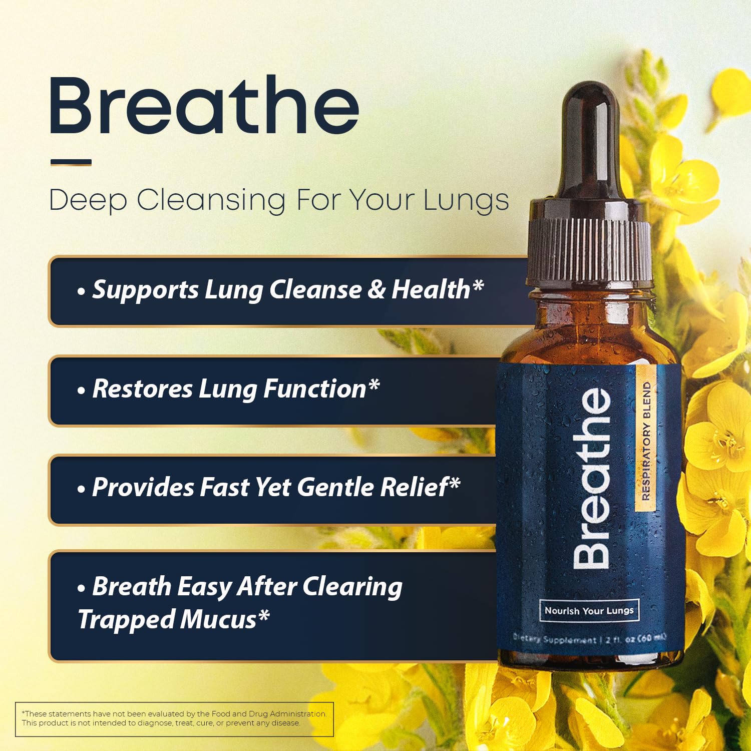BREATHE dropper close-up showing peppermint, thyme, mullein blend.