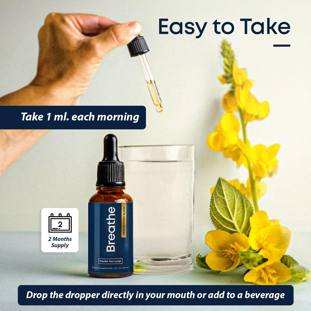 BREATHE drops demonstrating mucus support for easier breathing.