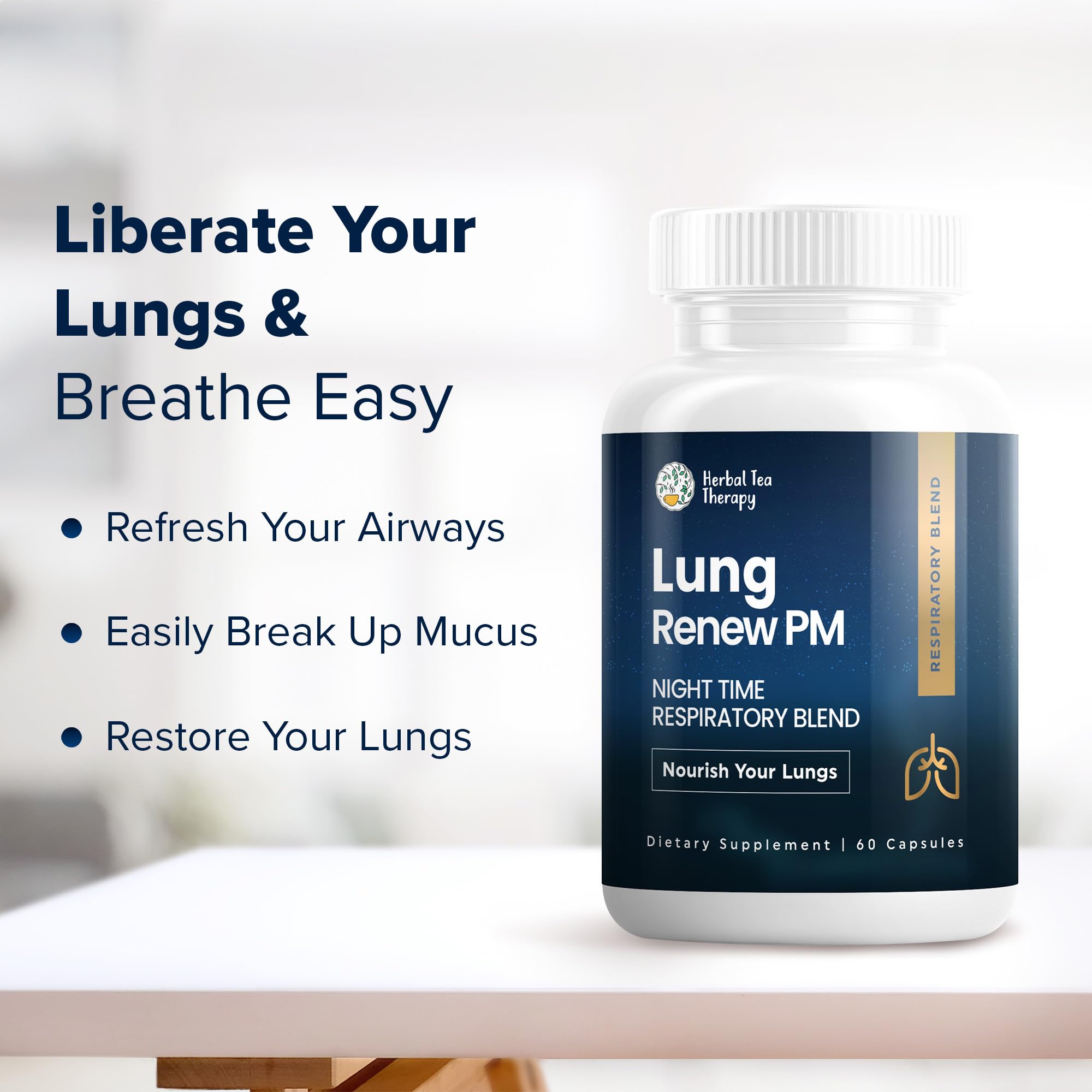 Lung Renew PM ingredient blend of mullein, peppermint, thyme for respiratory comfort