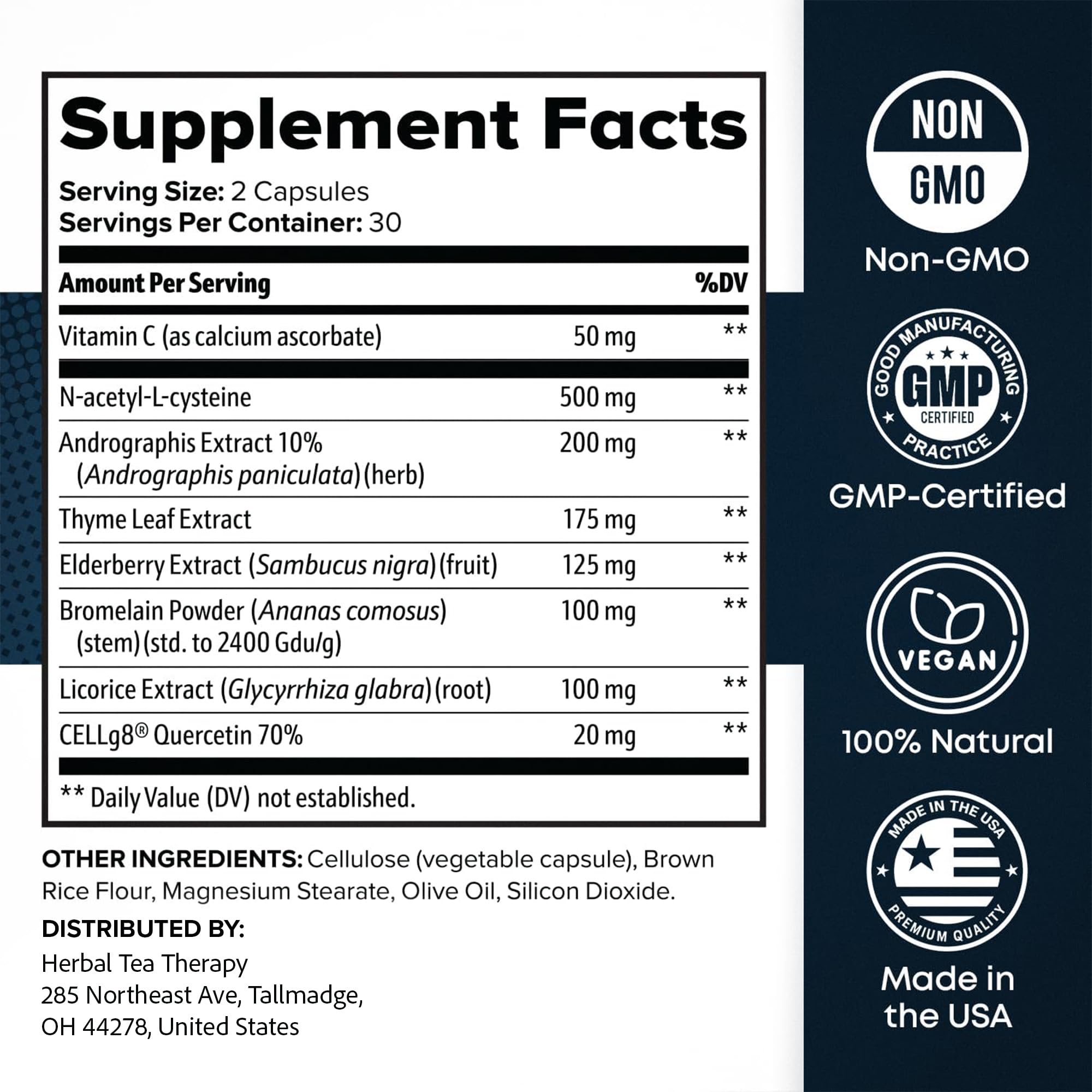Ingredients display elderberry and vitamin C featured for natural support