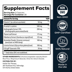 Ingredients display elderberry and vitamin C featured for natural support