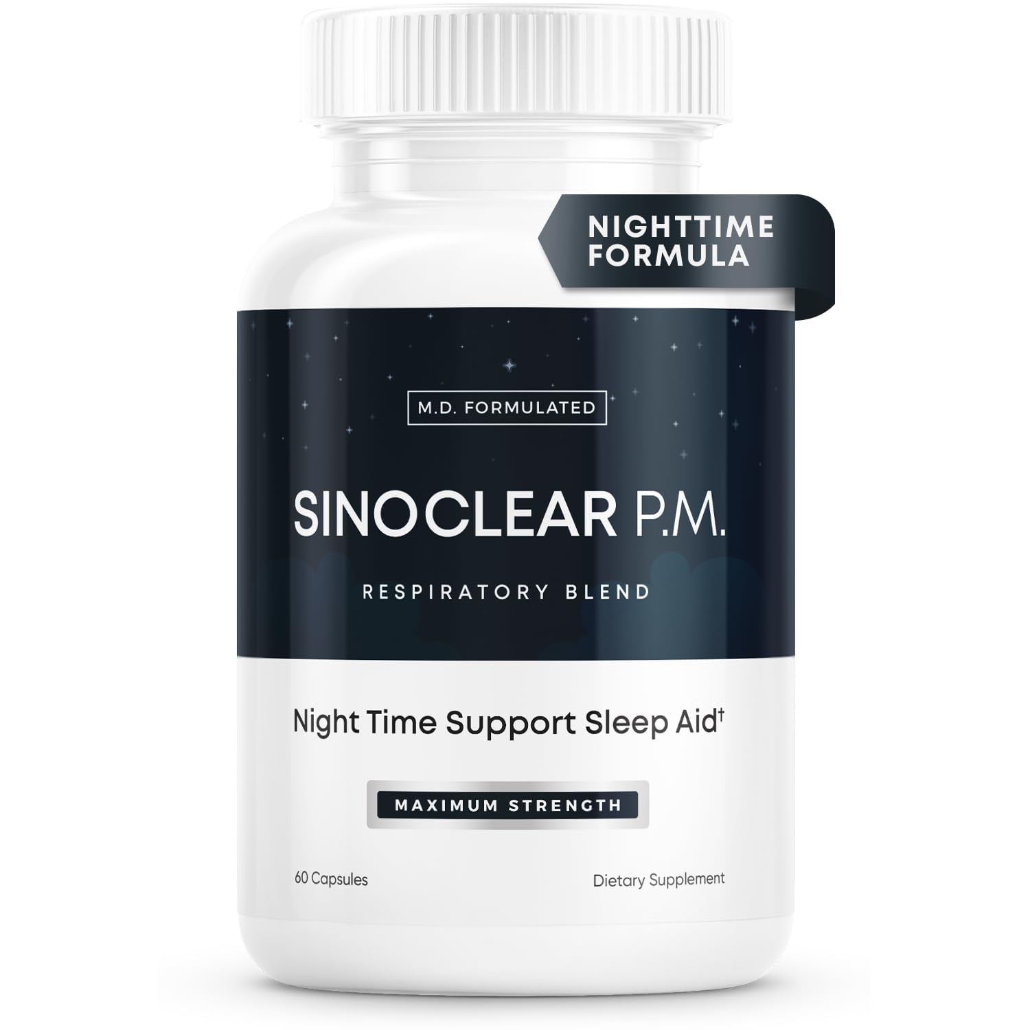 Herbal Tea Therapy SinoClear PM bottle front view for nighttime lung and sinus support