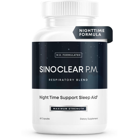 Herbal Tea Therapy SinoClear PM bottle front view for nighttime lung and sinus support